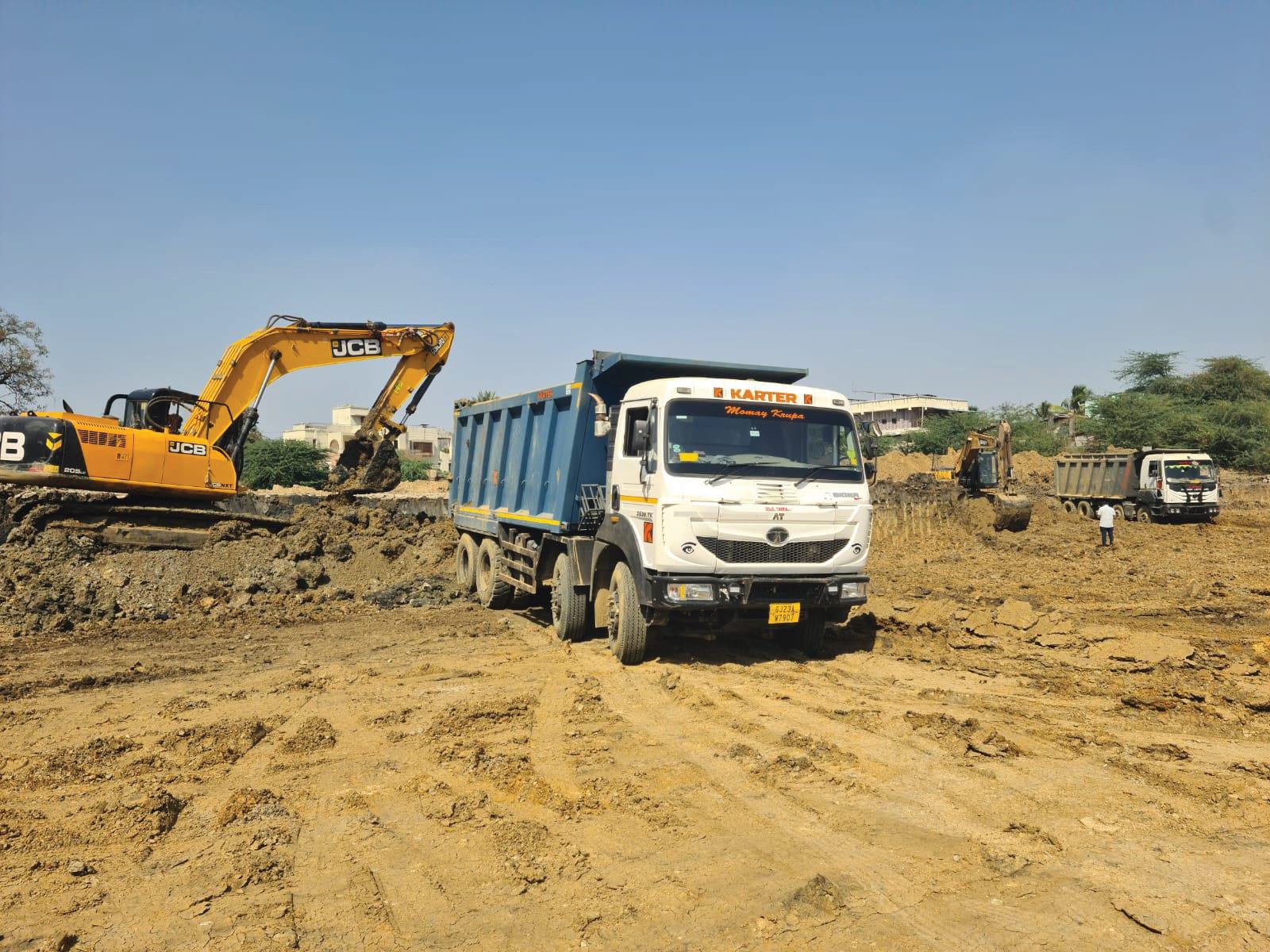 Karter Infraprojects excavation and tipper fleet working at an earthwork site